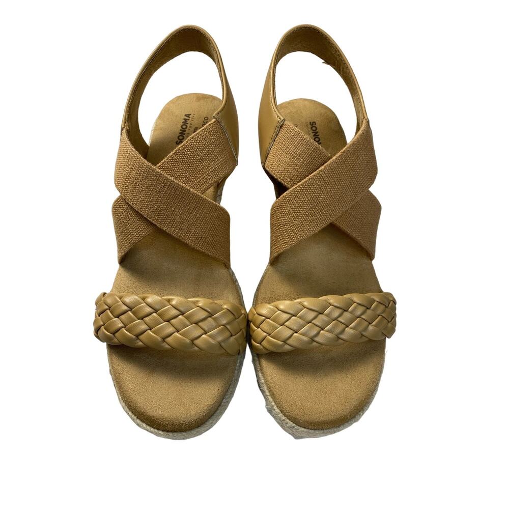 Sonoma Ortholite Eco Taupe Espadrille Wedges Women's Size 8